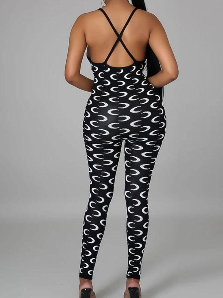 Mode-print In Voller Länge Slim High Waist Damen Jumpsuit