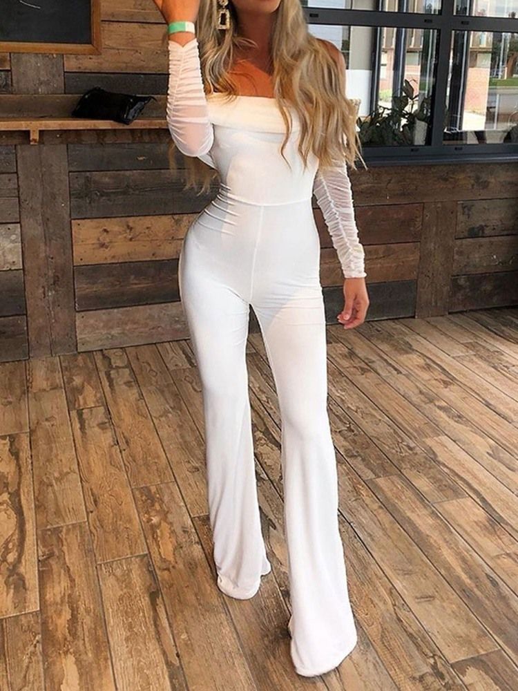 Plain Backless Fashion Slim Bellbottoms Damen Jumpsuit