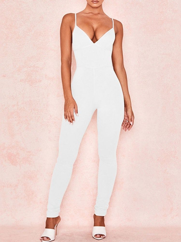 Rückenfreier Sexy Skinny Damen Overall In Voller Länge