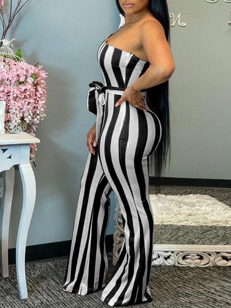 Schmaler Jumpsuit Für Damen In Voller Länge Mit Streifen Length