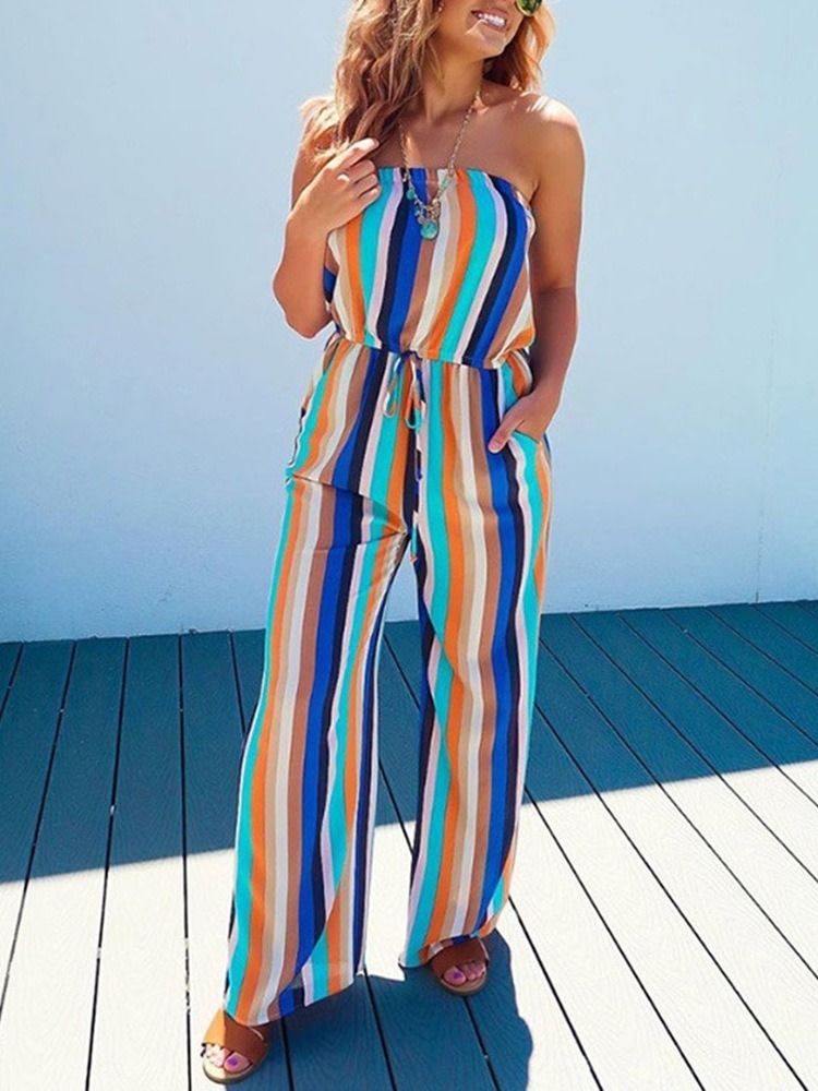 Sexy Full Length Print High Waist Damen Slim Jumpsuit