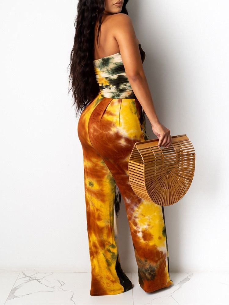 Tie-dye Western In Voller Länge Slim High Waist Damen Jumpsuit