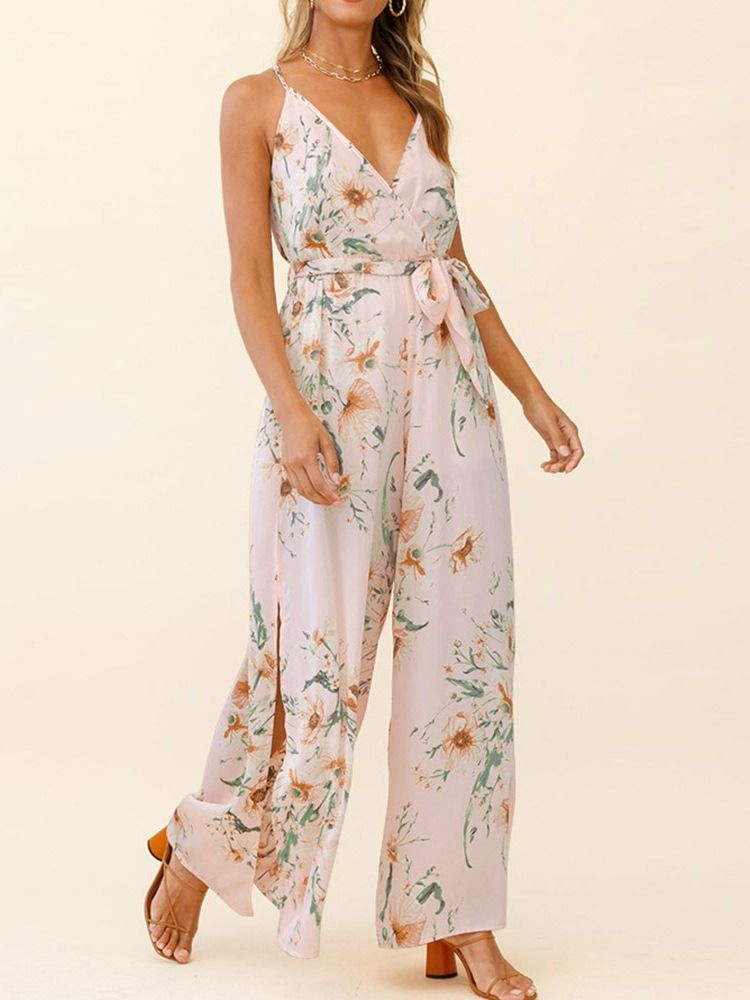 Voller Länge Print Fashion Wide Legs Lose Damen Jumpsuit