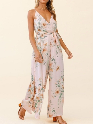 Voller Länge Print Fashion Wide Legs Lose Damen Jumpsuit