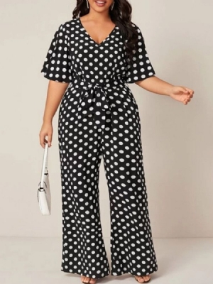 Western Print Damen Slim Jumpsuit Mit Polka Dots