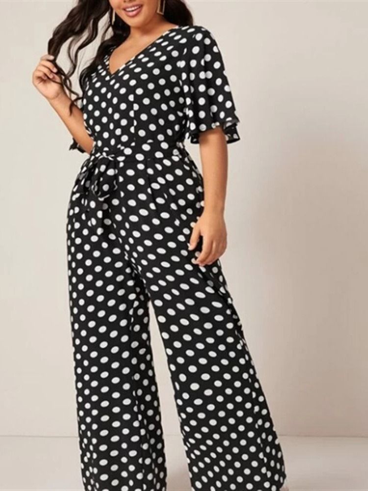 Western Print Damen Slim Jumpsuit Mit Polka Dots