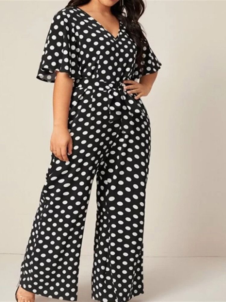 Western Print Damen Slim Jumpsuit Mit Polka Dots