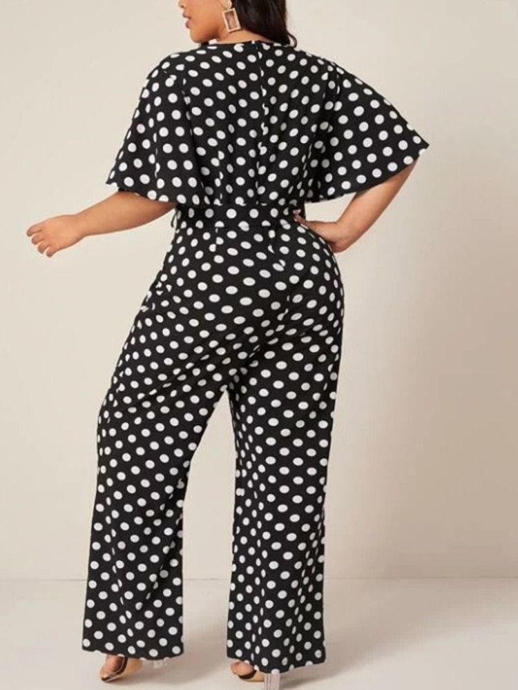 Western Print Damen Slim Jumpsuit Mit Polka Dots