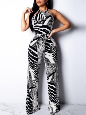 Western Slim Mid Waist Damen Jumpsuit Mit Geometrischem Gürtel