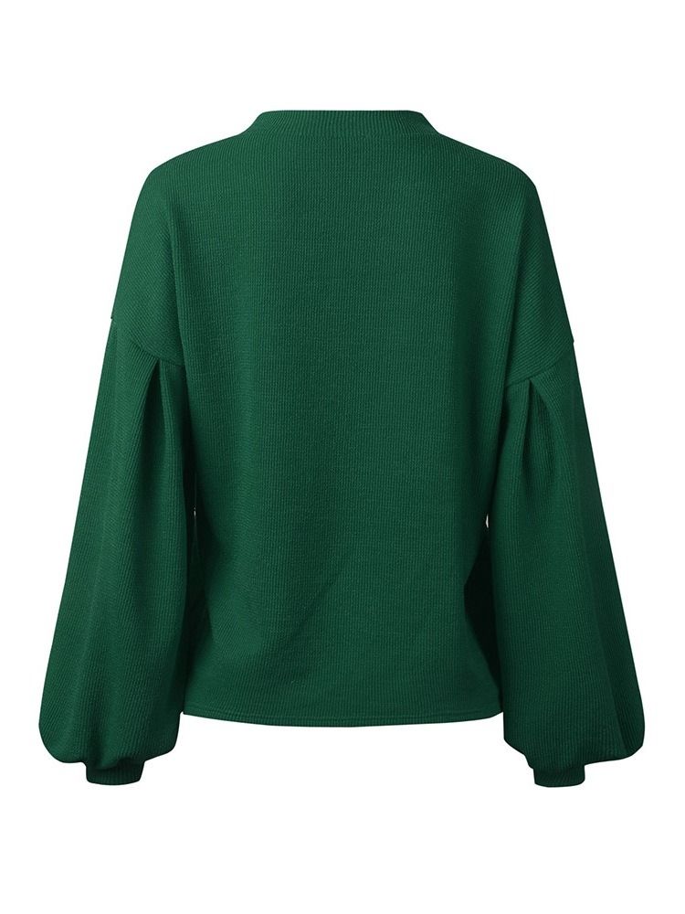 Damen Dicke Laternenärmel Langarm Standard Pullover Swe