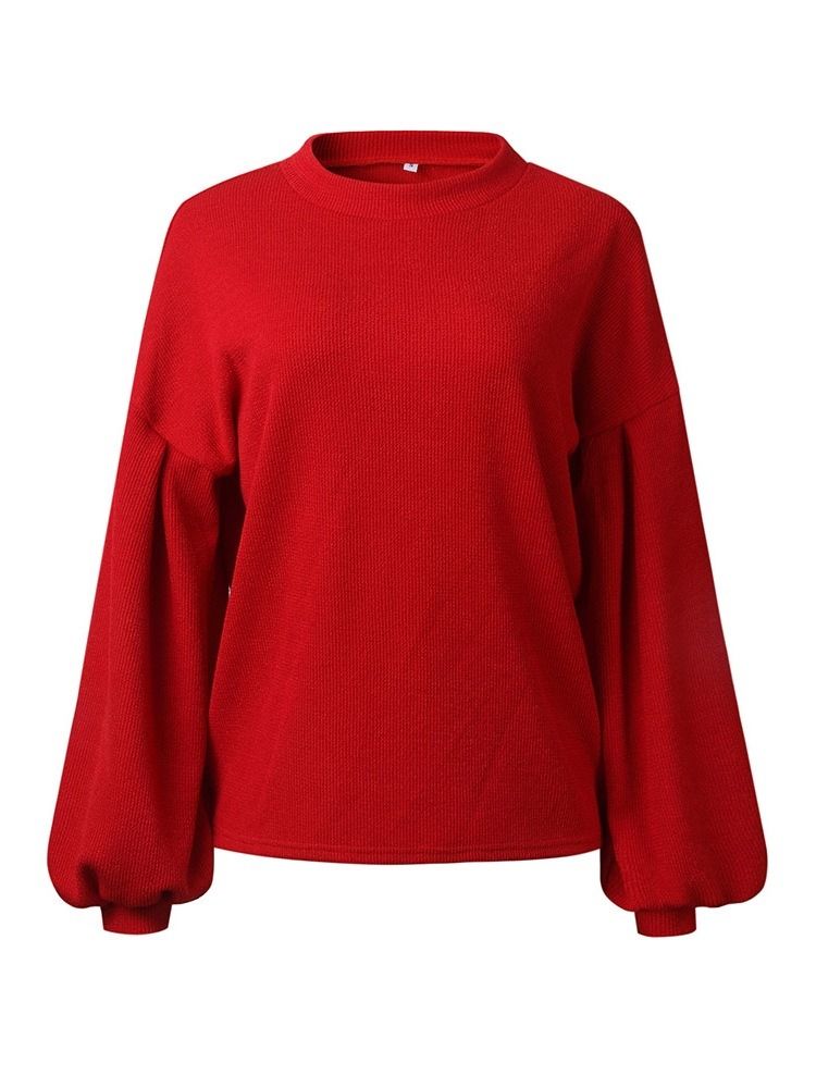 Damen Dicke Laternenärmel Langarm Standard Pullover Swe