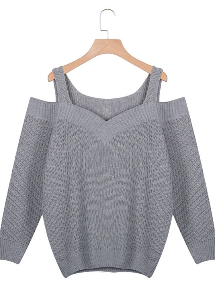 Normaler Schmaler Schulterfreier Gerader Pullover Für Damen