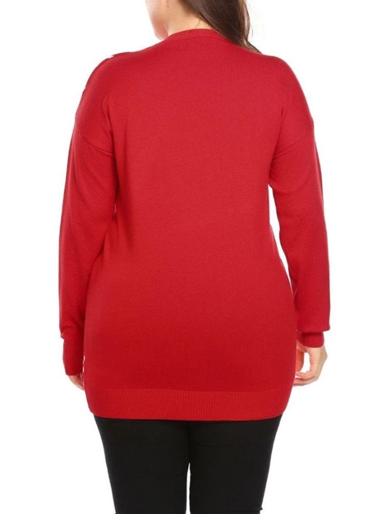 Regular Regular Langarm Rundhals Weihnachtsfrauen Pullover