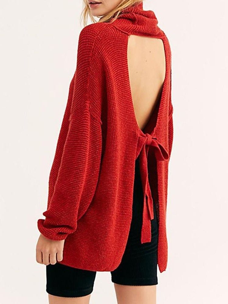 Weihnachten Regular Backless Loose Langarm Pullover Für Frauen Swe