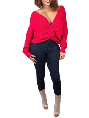 Weihnachten Sexy Regular Backless V-neck Sweater Für Damen