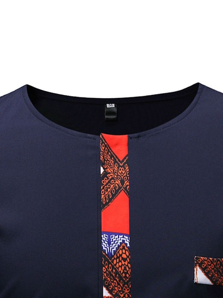 African Fashion Dashiki Color Block Patchwork Casual Herren T-shirt