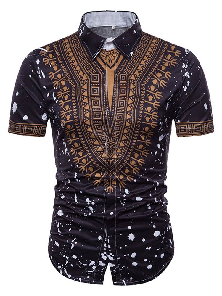 African Fashion Dashiki Print Herren Kurzarmhemd