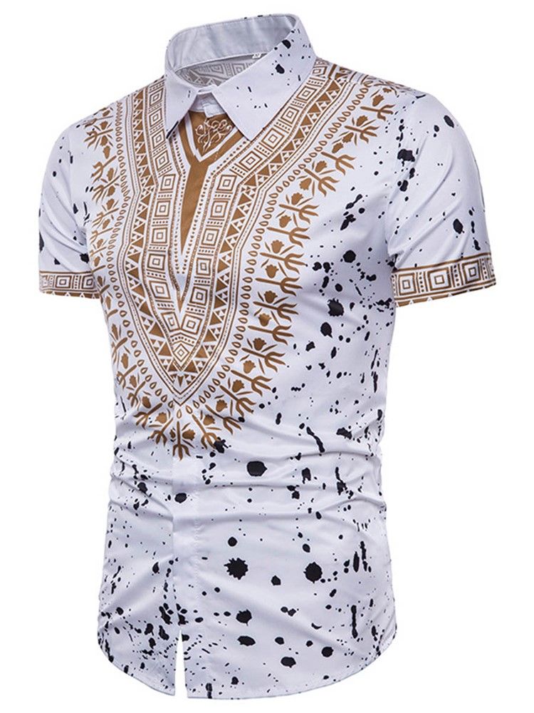 African Fashion Dashiki Print Herren Kurzarmhemd