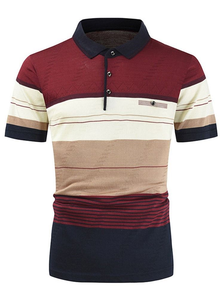 Color Block Casual Polo Neck Herrenhemd