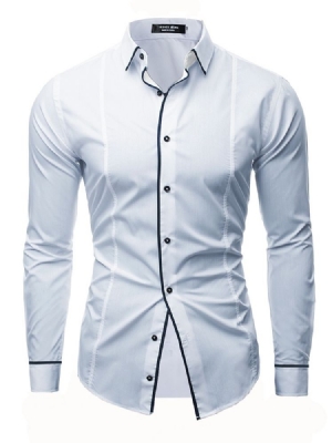 Color Block Plain Button Down Herren Freizeithemden