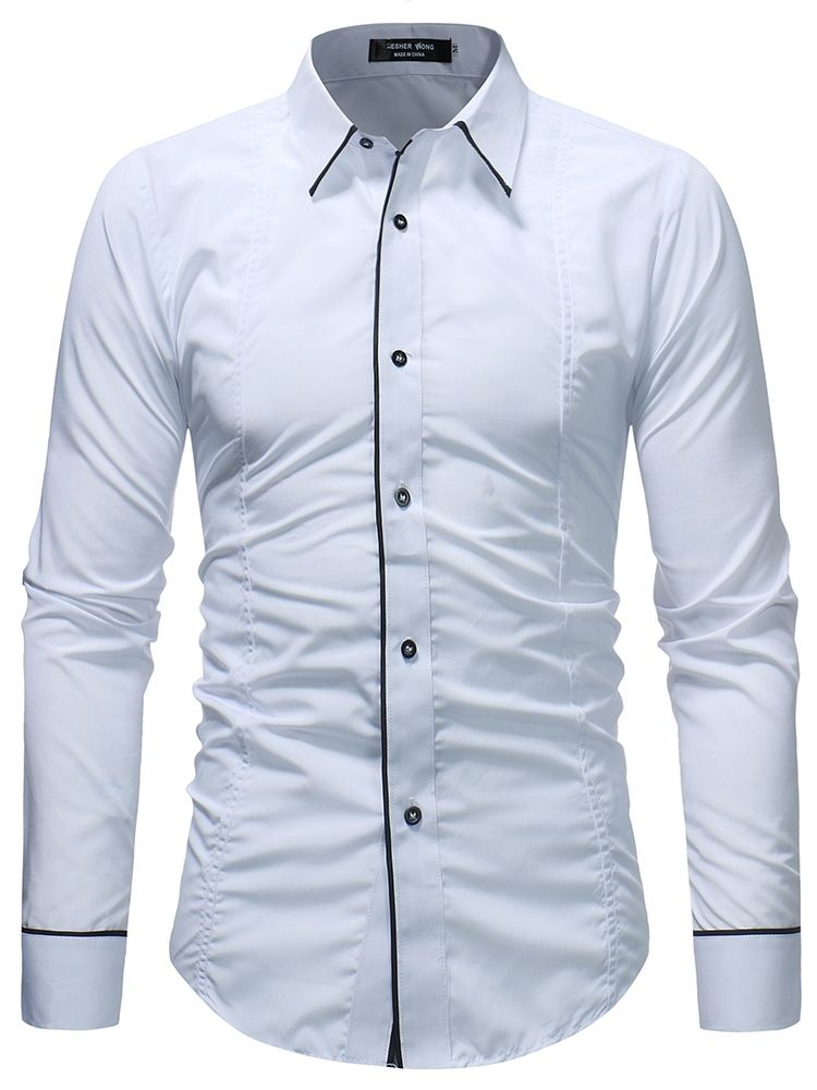 Color Block Plain Button Down Herren Freizeithemden