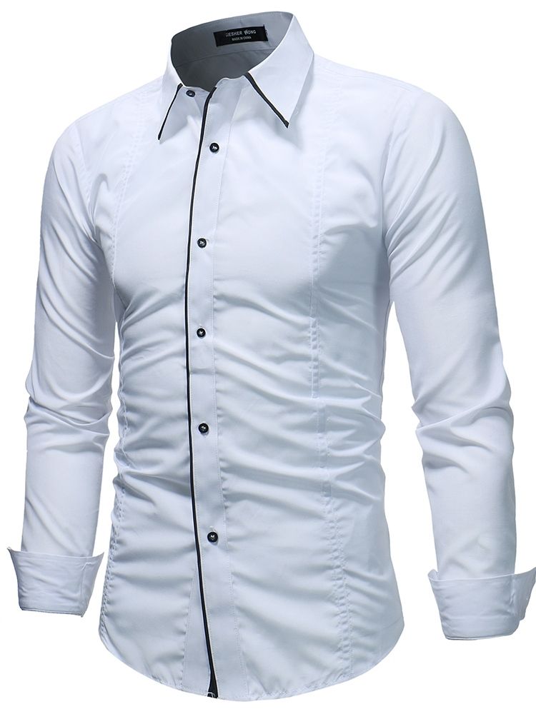 Color Block Plain Button Down Herren Freizeithemden