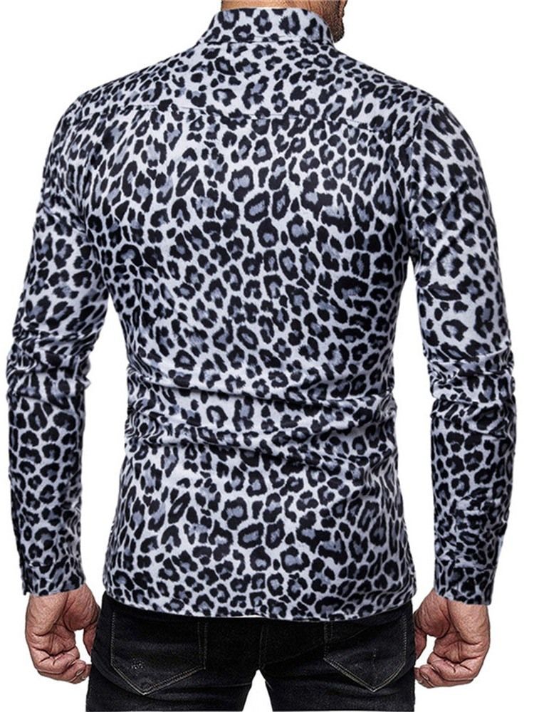 Einreihiges Herrenhemd Mit Leoparden-print