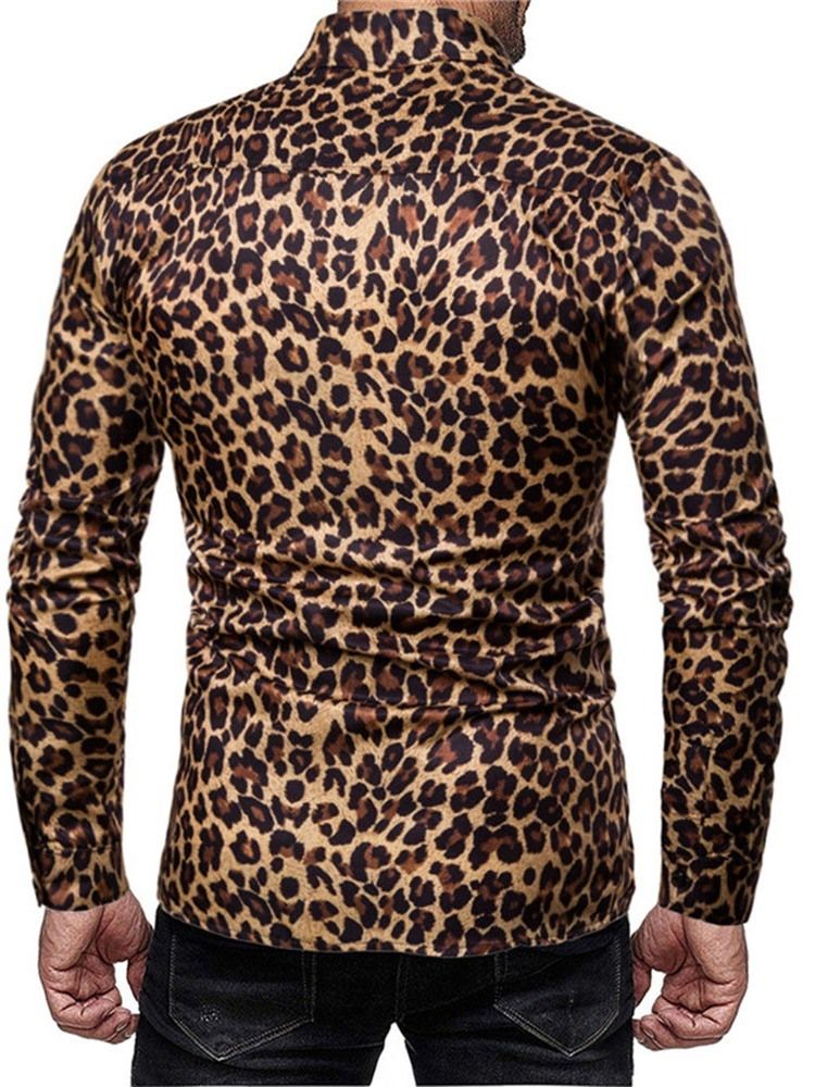 Einreihiges Herrenhemd Mit Leoparden-print