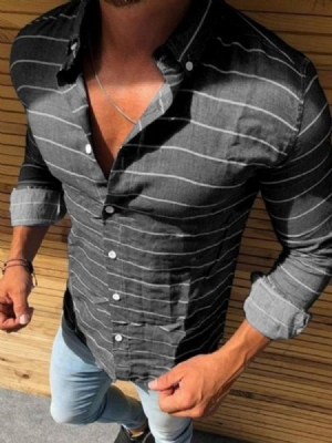 Gestreiftes Casual Print Herren Slim Hemd