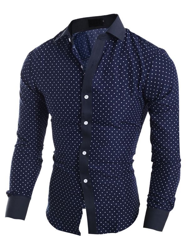 Herrenbekleidung Slim Fit Hemd Mit Polka Dots Stern Und Revers