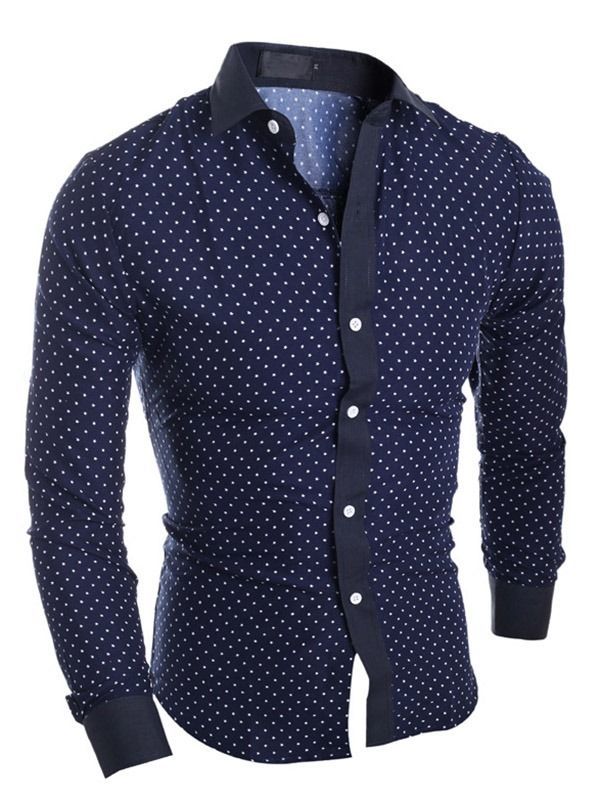 Herrenbekleidung Slim Fit Hemd Mit Polka Dots Stern Und Revers