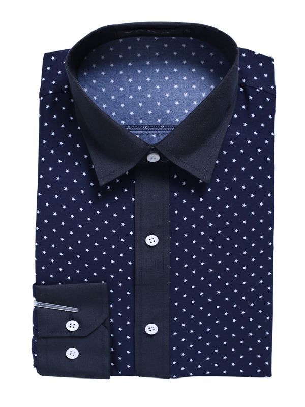 Herrenbekleidung Slim Fit Hemd Mit Polka Dots Stern Und Revers