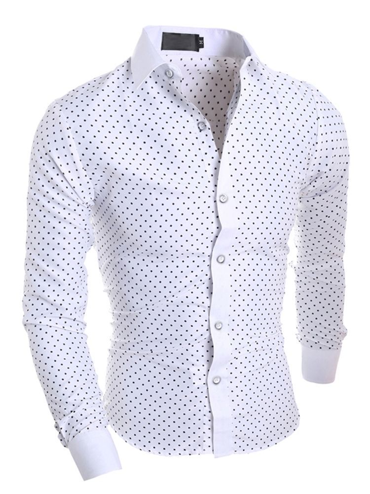 Herrenbekleidung Slim Fit Hemd Mit Polka Dots Stern Und Revers