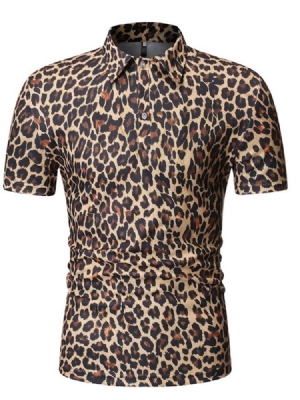 Lässiges Herren Poloshirt Mit Leopardenknöpfen