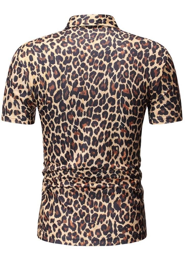 Lässiges Herren Poloshirt Mit Leopardenknöpfen