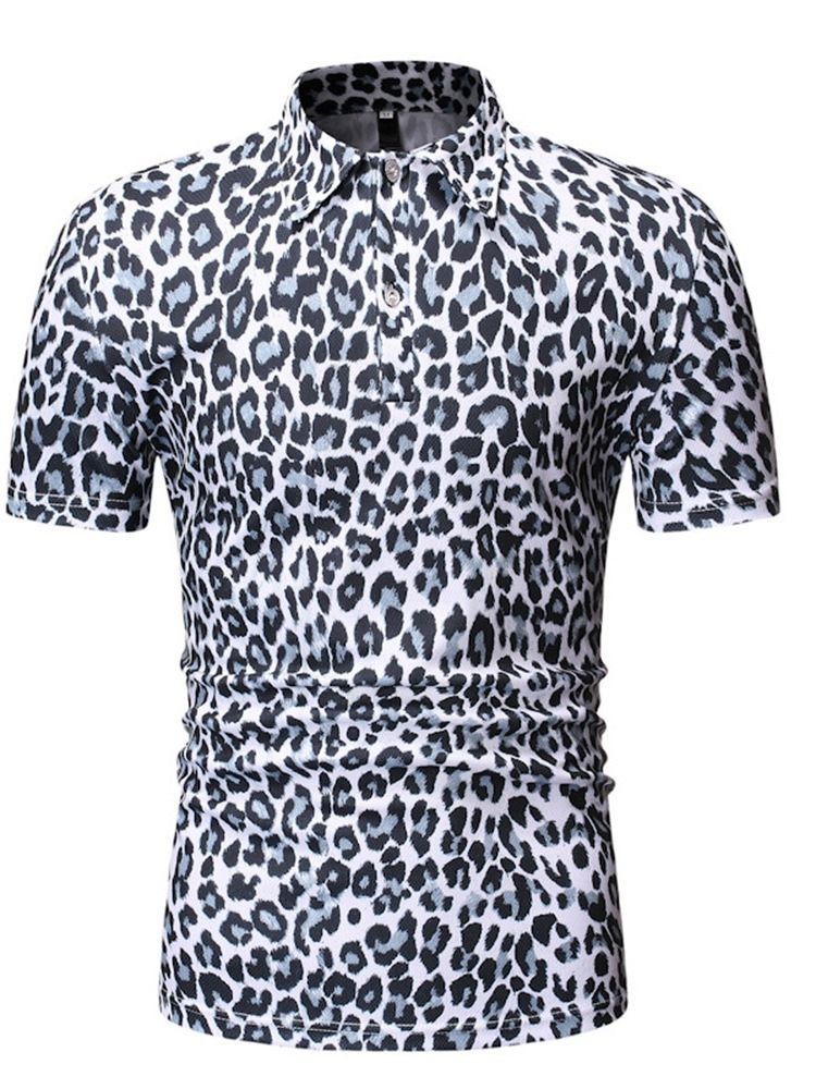 Lässiges Herren Poloshirt Mit Leopardenknöpfen