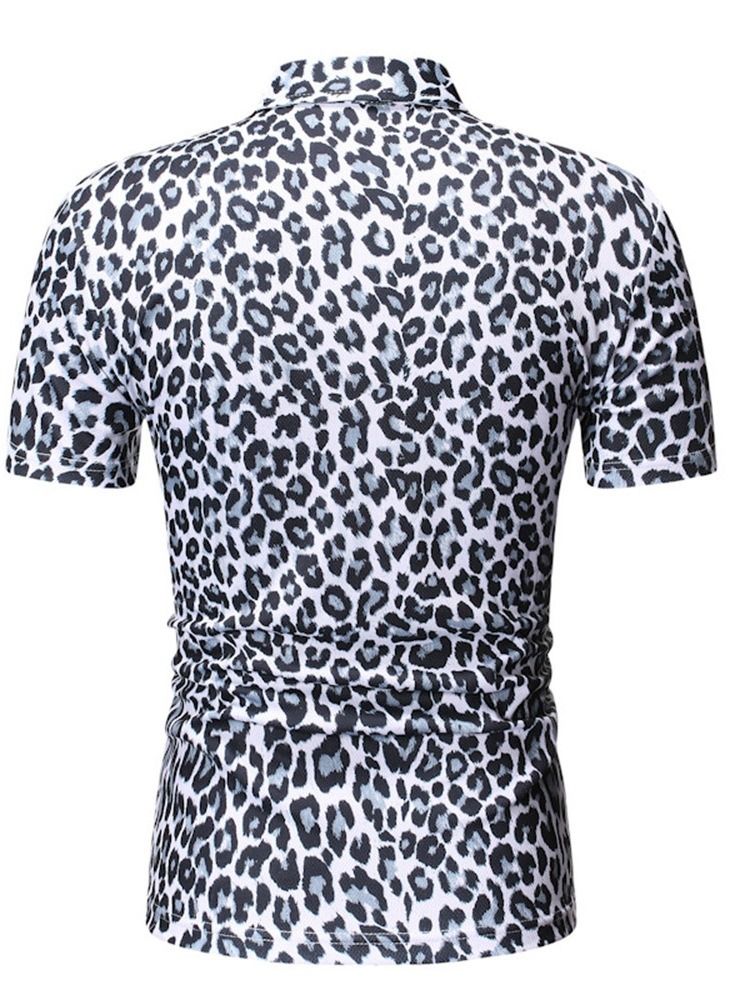 Lässiges Herren Poloshirt Mit Leopardenknöpfen