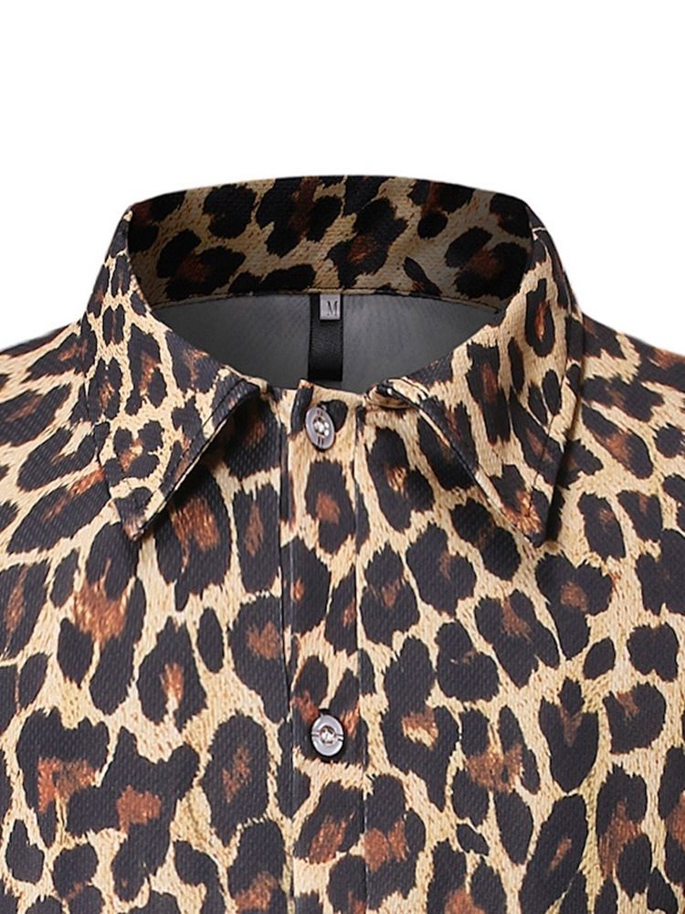 Lässiges Herren Poloshirt Mit Leopardenknöpfen