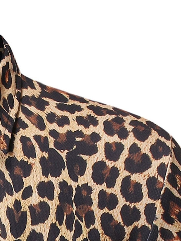 Lässiges Herren Poloshirt Mit Leopardenknöpfen