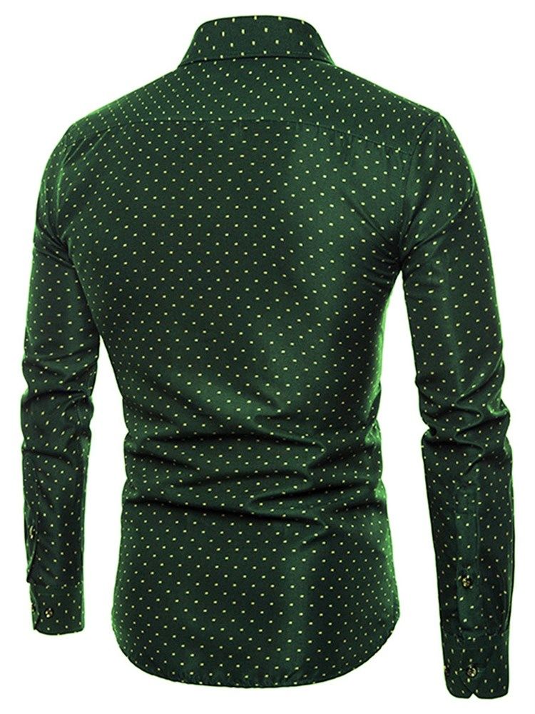 Polka Dots Grün Slim Fit Herren Freizeithemden