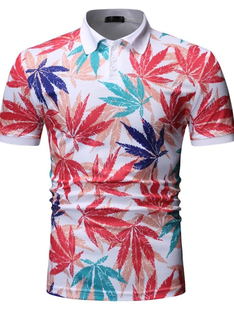 Polo Neck Plant Herren Print Shirt