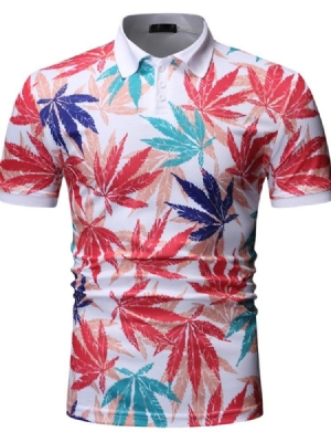 Polo Neck Plant Herren Print Shirt