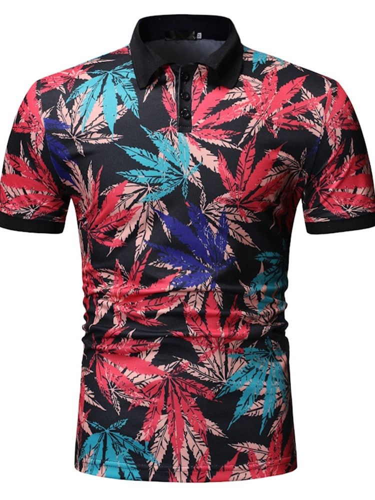 Polo Neck Plant Herren Print Shirt