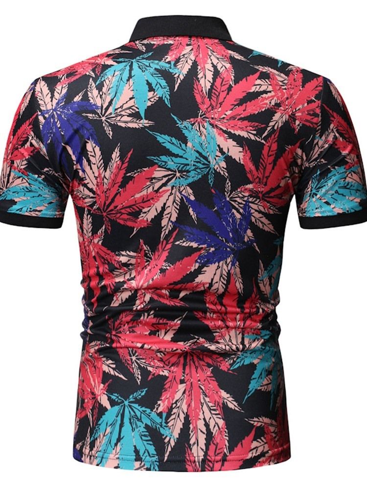 Polo Neck Plant Herren Print Shirt