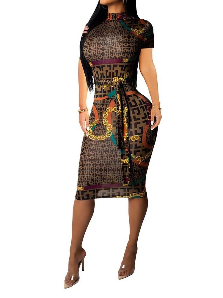 African Fashion Mid-waden Bleistift Geometrisches Kleid Für Damen