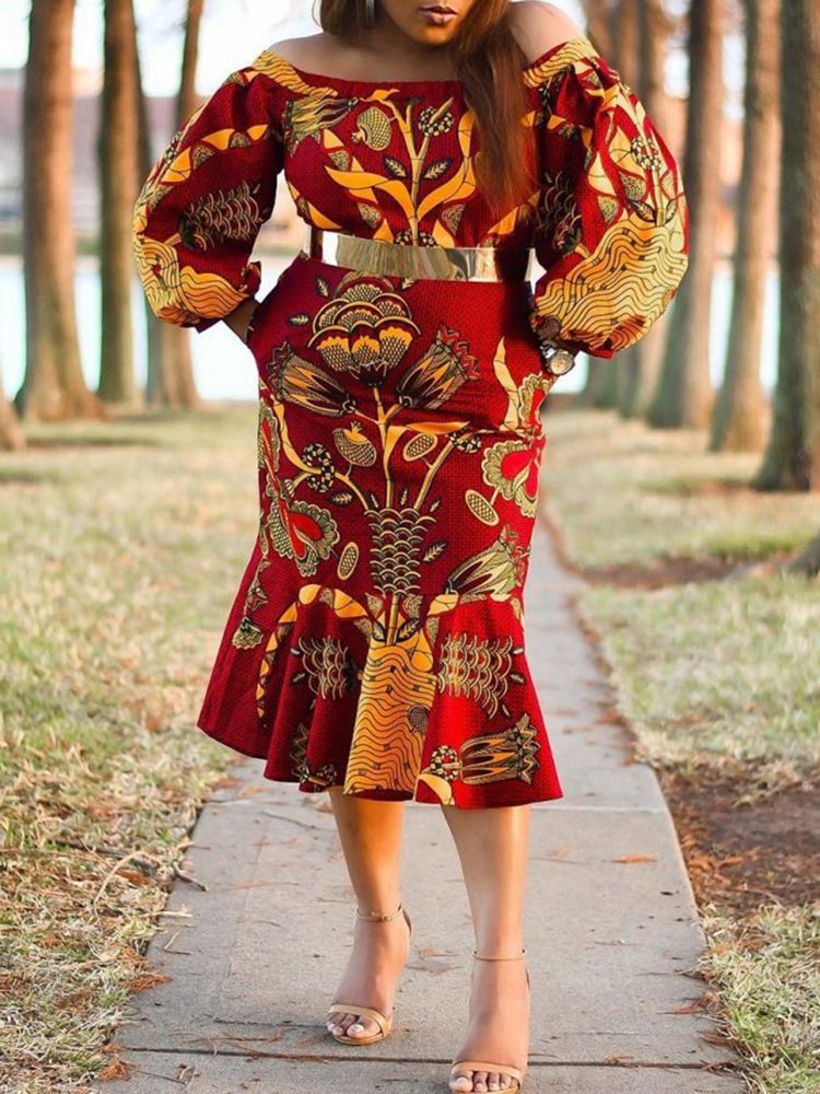 Afrikanisches Meerjungfrauen-kleid Mit Schulterfreier Tasche Für Damen