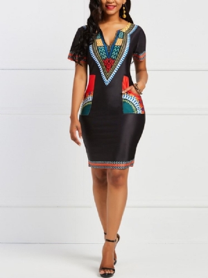 Bodycon Geometrisches Afrikanisches Ethnisches Damenkleid