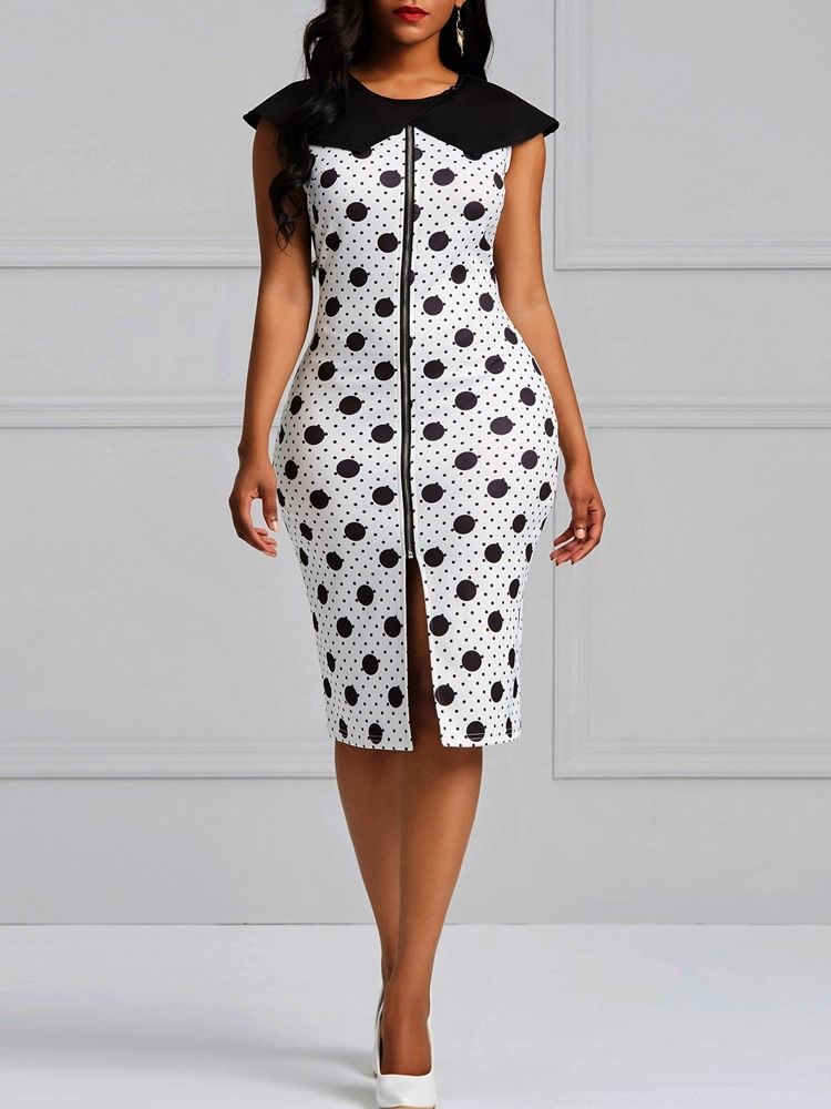 Bodycon Polka Dots Reißverschluss Damenkleid