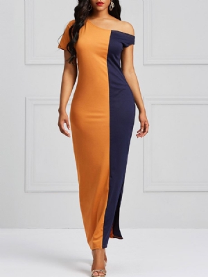 Color Block Bodycon Split Damenkleid