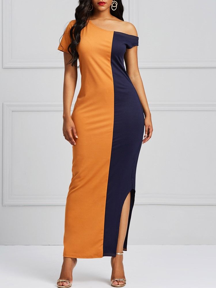 Color Block Bodycon Split Damenkleid